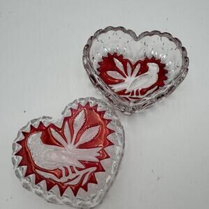 Vintage Byrdes Collection Heart Trinket Box by Hofbauer 4.5" 24% Lead Crystal